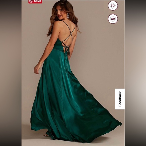 NWT Charmeuse Cowl Bridesmaid Dress with Lace-Up Back- Sand, 6 - Picture 3 of 5